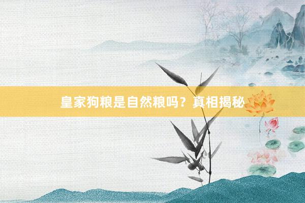 皇家狗粮是自然粮吗？真相揭秘